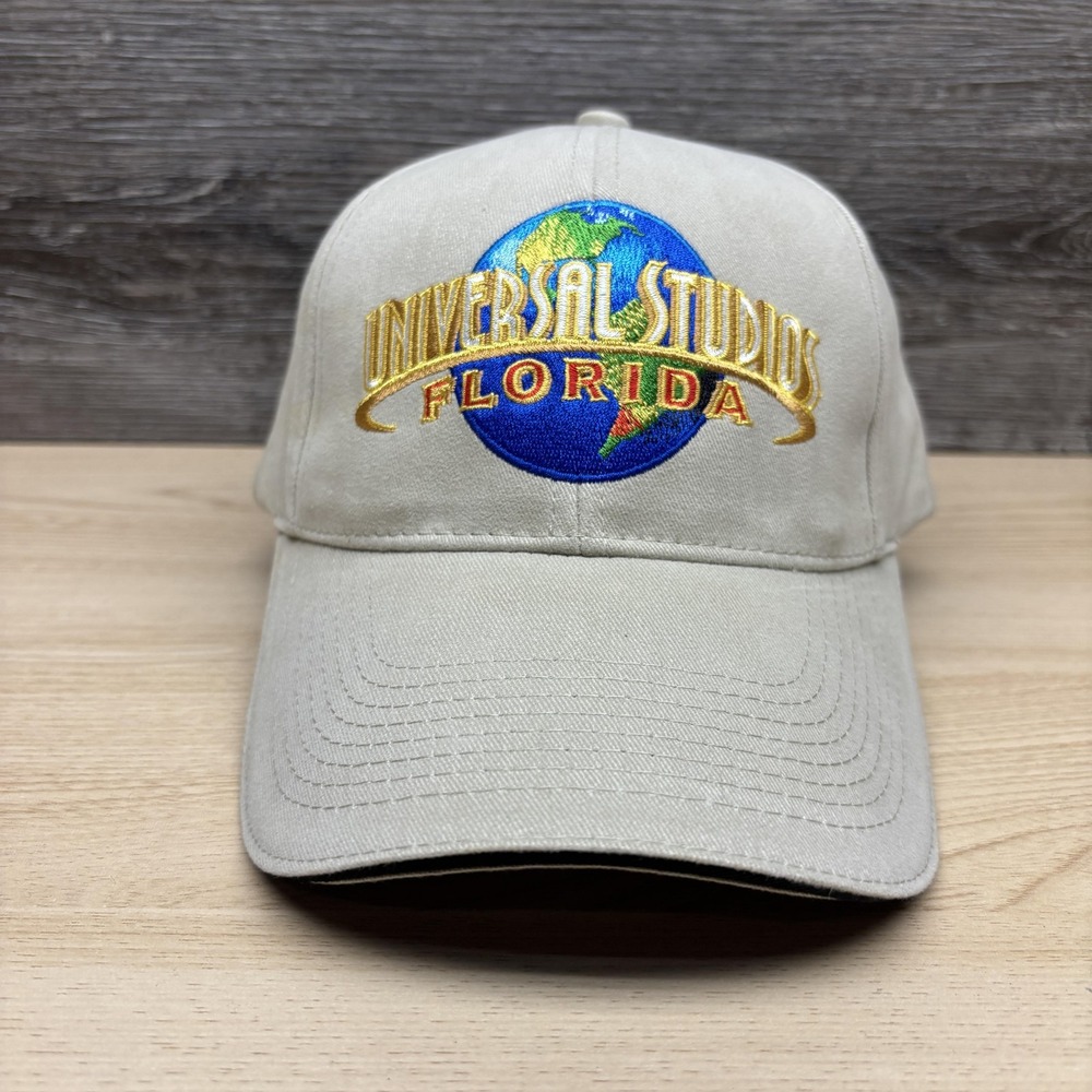 Universal Studios Florida Hat Cap Strap Back Tan Embroidered Mens Theme Park